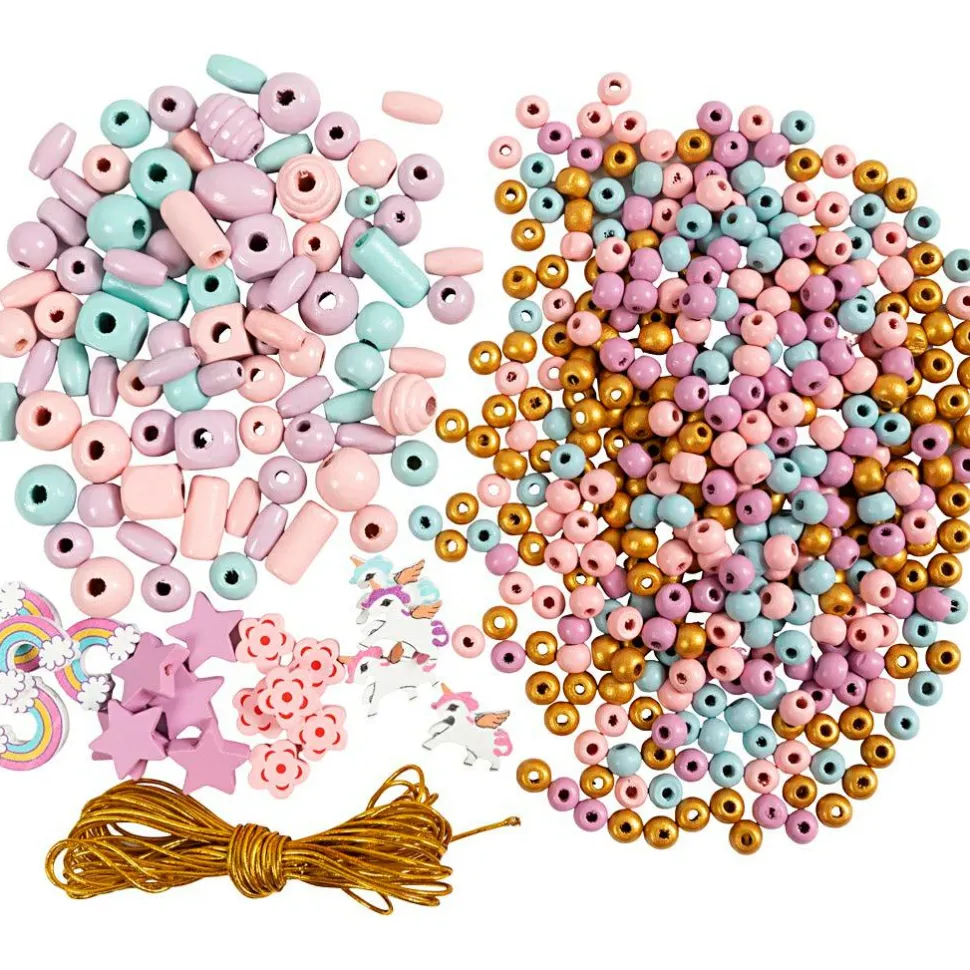 Smykkekit m. træperler - Pastelfarver