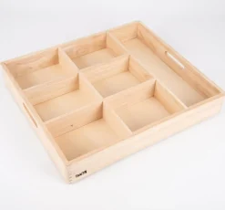 Sorteringsbakke af træ, 7 rum
