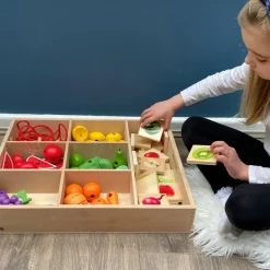 Sorteringsbakke af træ, 7 rum