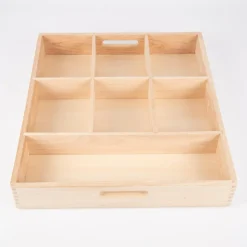 Sorteringsbakke af træ, 7 rum