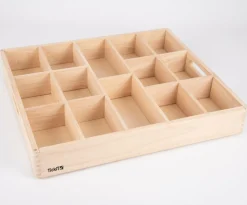 Sorteringsbakke af træ, 14 rum