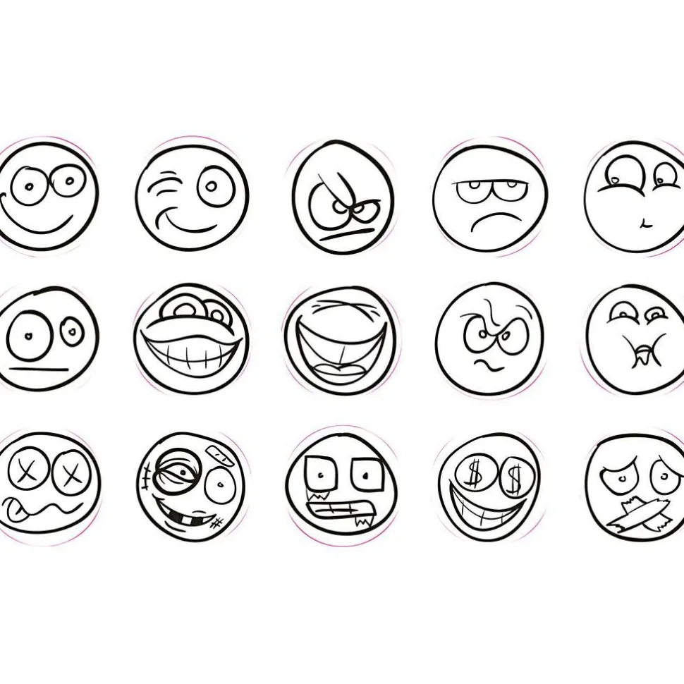 Stempelsæt - Smiley, 15 stk