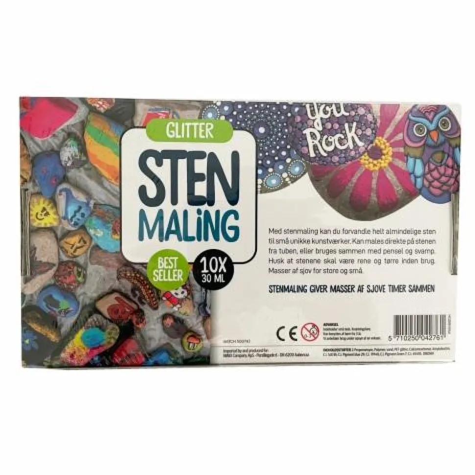 Stenmaling 10 x 30 ml - Glitter