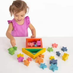 Stjerner af træ - Regnbue, 21 stk