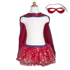 Superheltinde m. skørt og maske, str. 4-7 år