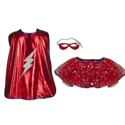 Superheltinde m. skørt og maske, str. 4-7 år