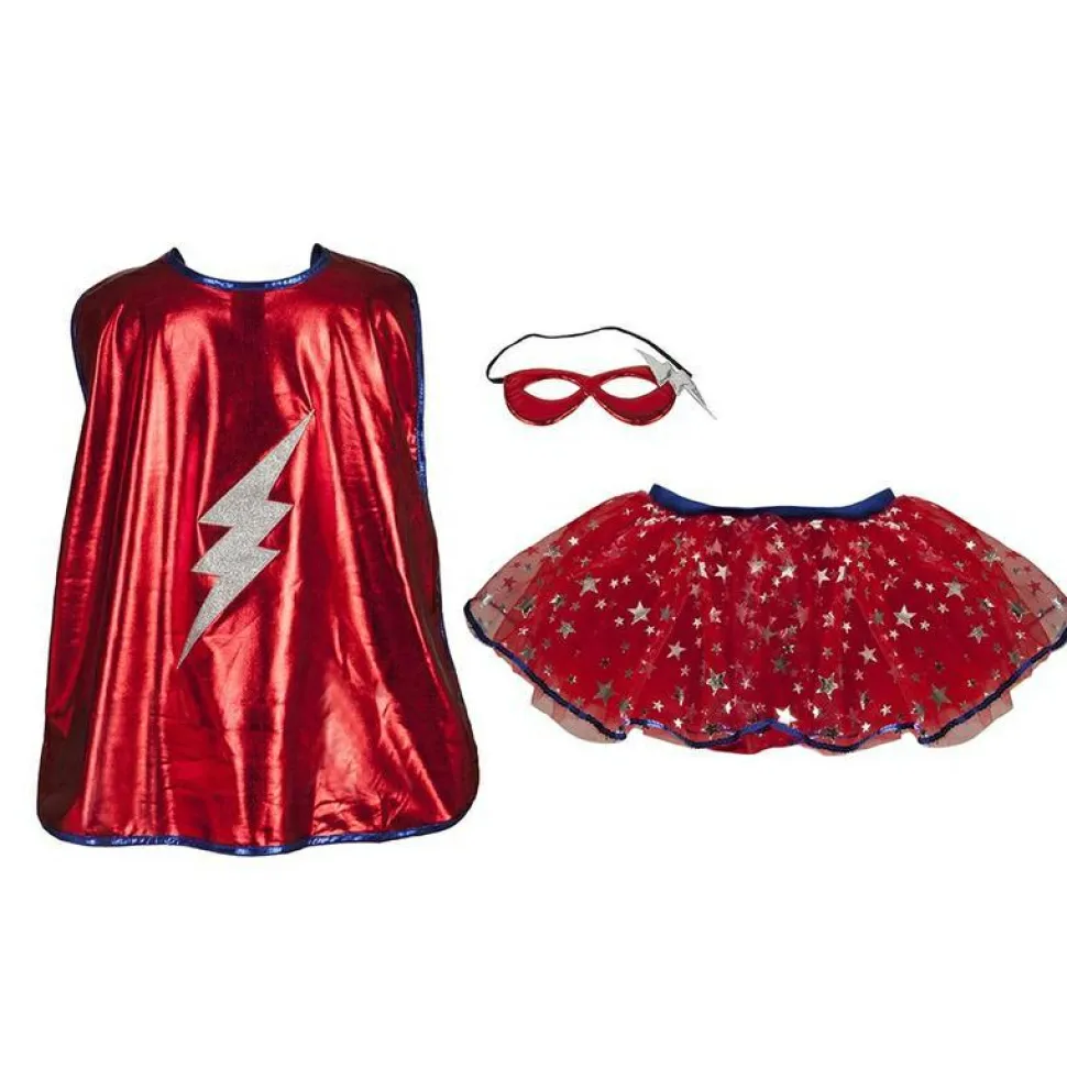 Superheltinde m. skørt og maske, str. 4-7 år
