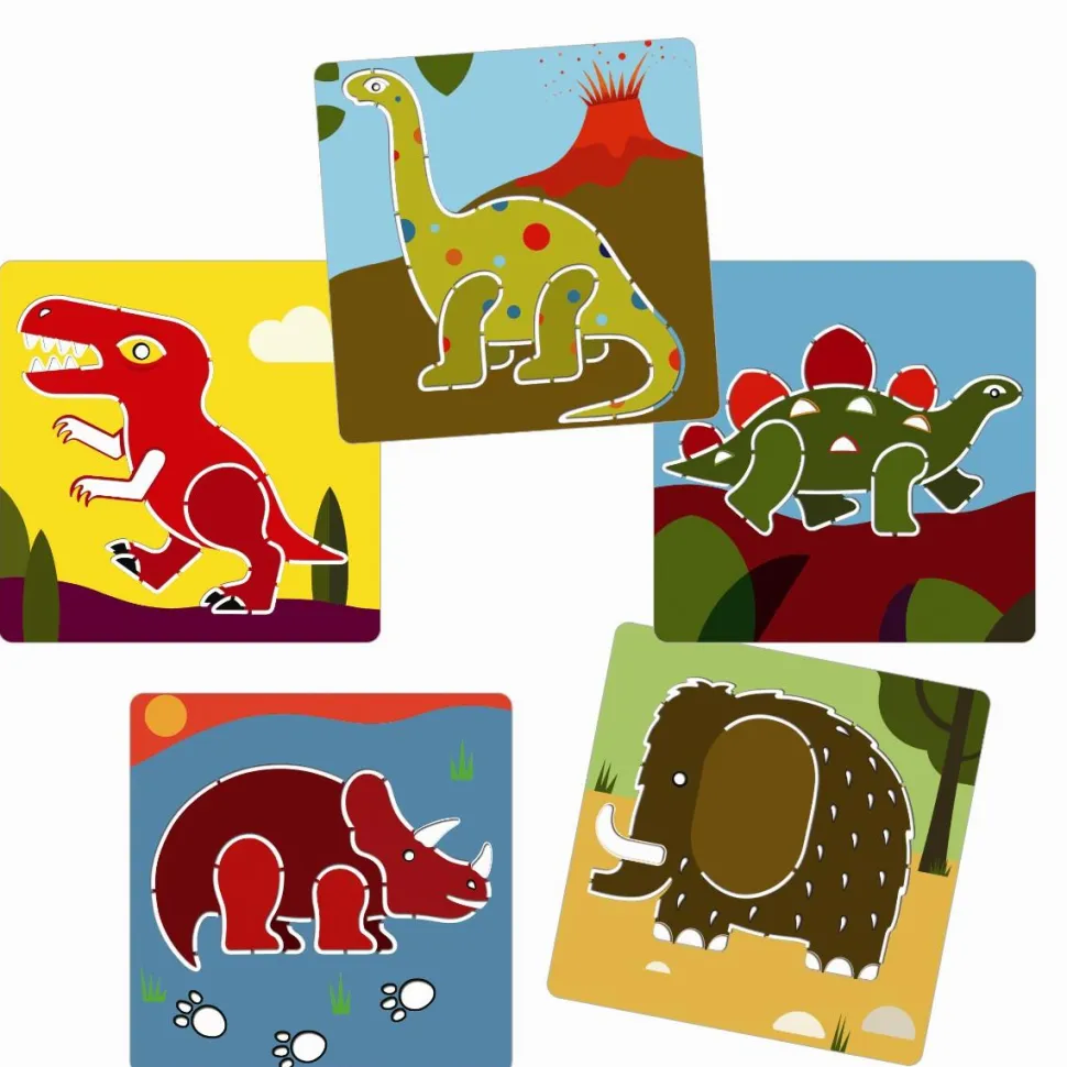 Tegneskabeloner - Dinosaurer, 5 stk
