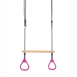 Trapezgynge m. ringe - Pink (sort reb)