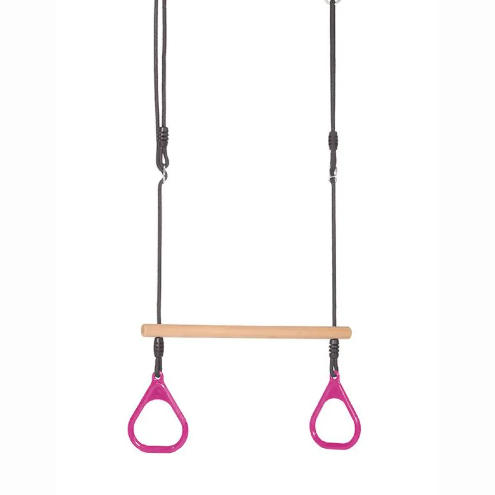 Trapezgynge m. ringe - Pink (sort reb)
