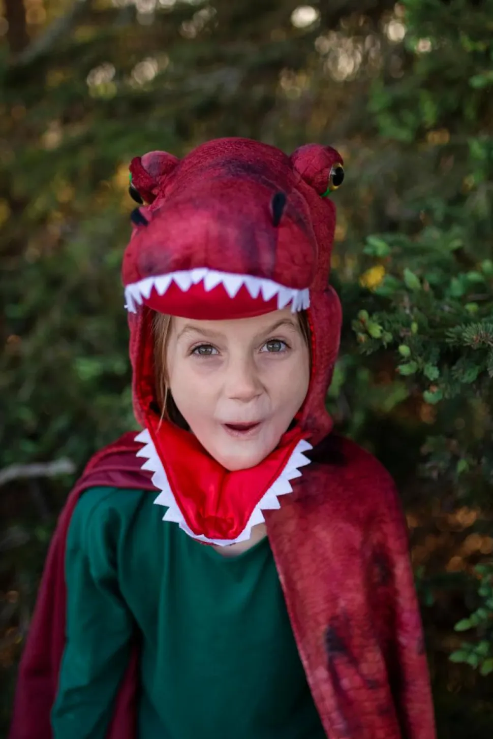 T-Rex kappe med klør - Rød, str. 4-6 år
