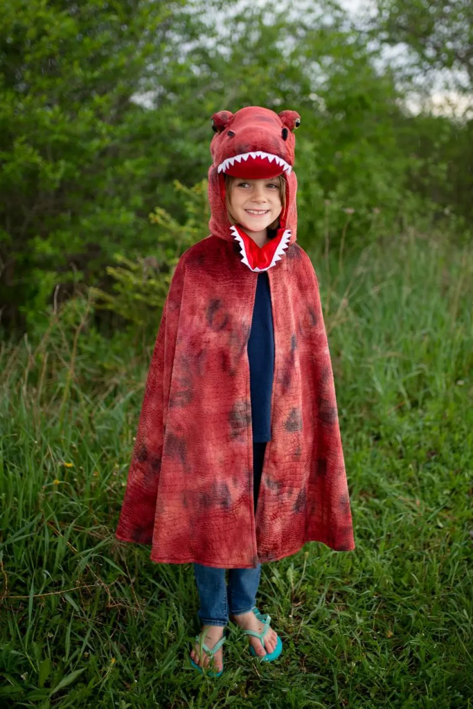 T-Rex kappe med klør - Rød, str. 4-6 år