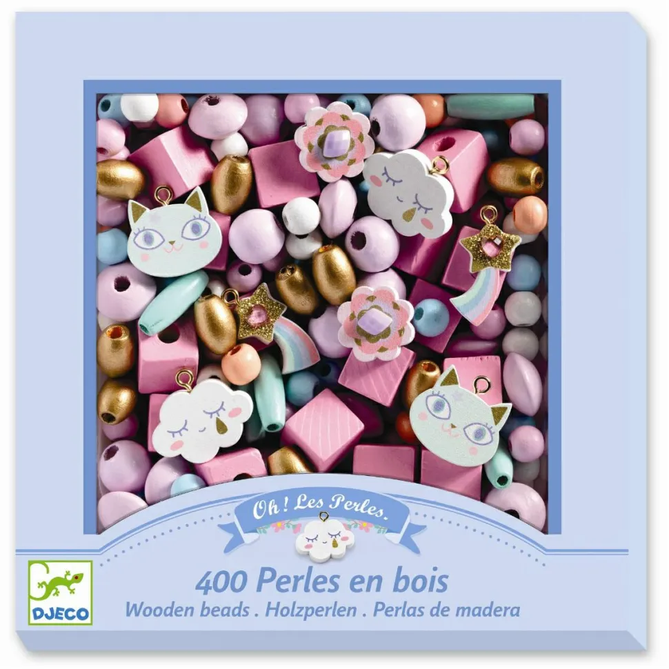 Træperler - Regnbue, 400 stk.