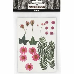 Tørrede blomster/blade - Lyserød, 19 ass.