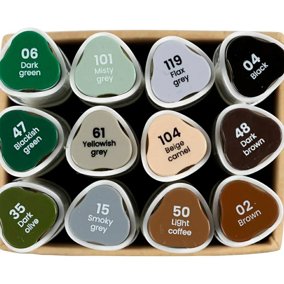 Twin Markers - Natur, 12 stk
