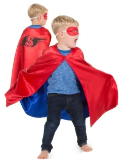 Vendbar kappe - Rød/blå superhelt, str. 3-7 år
