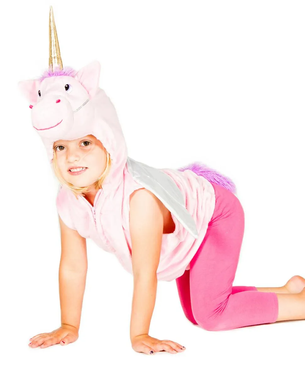 Vest m. hætte - Enhjørning, str. 3-7 år